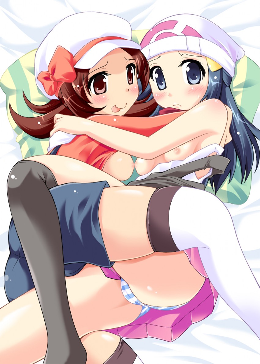 dawn and lyra (pokemon and 2 more) drawn by nagatu_usagi