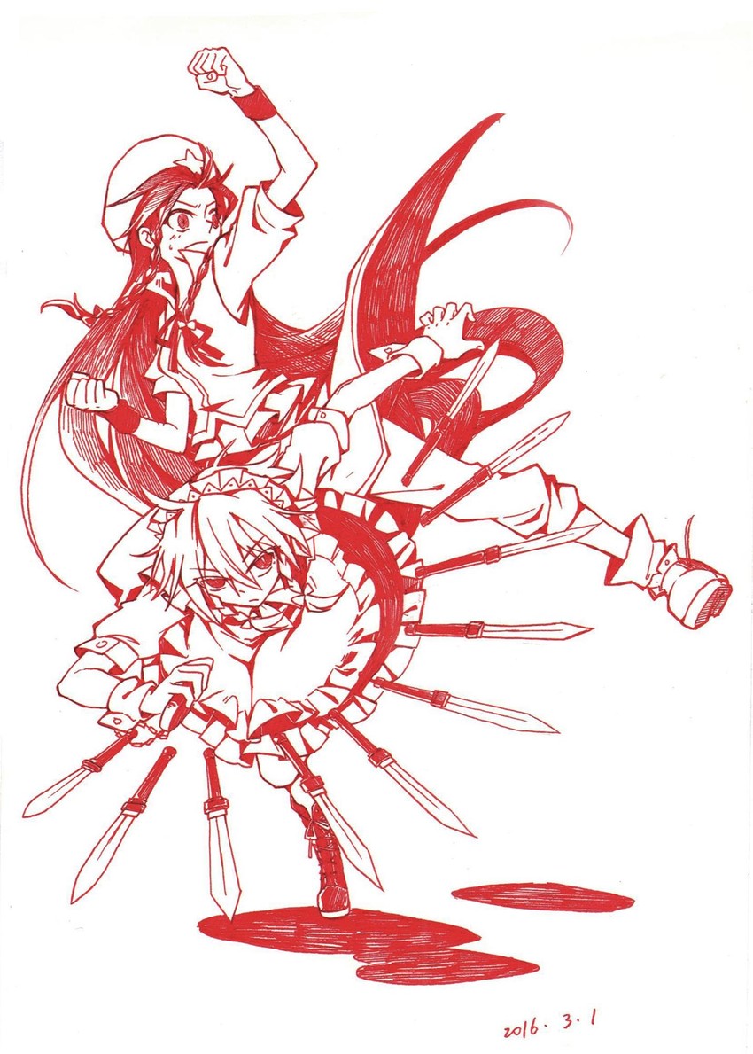 izayoi sakuya and hong meiling (touhou) drawn by beichen_xiaobei