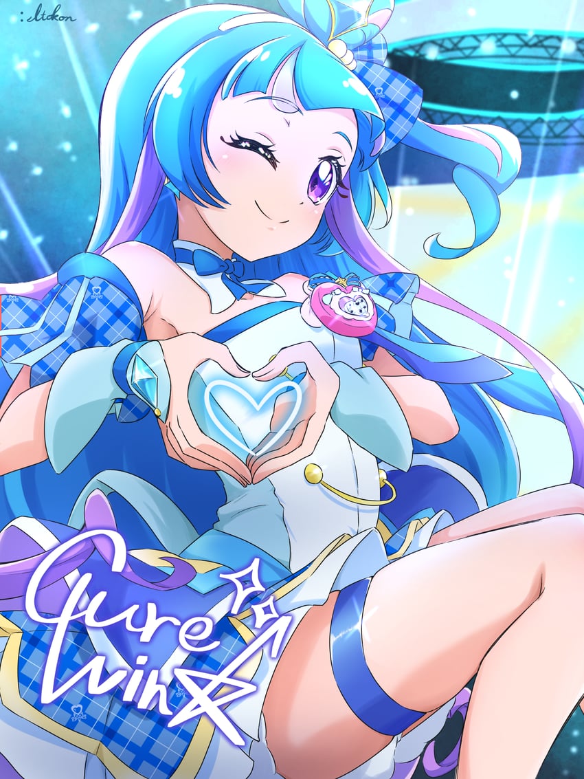 aokaze nana and cure wink (precure and 1 more) drawn by itokon