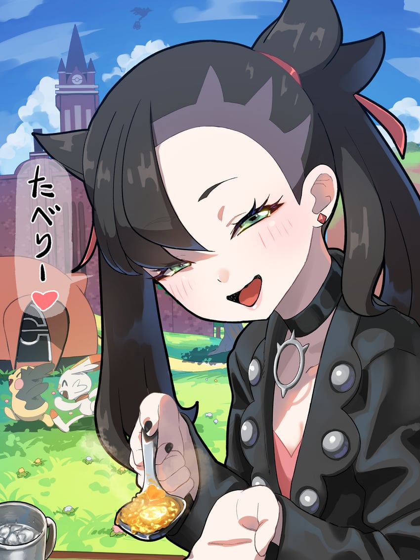 marnie, morpeko, and scorbunny (pokemon and 1 more) drawn by yachi_(fujiyasu0616)