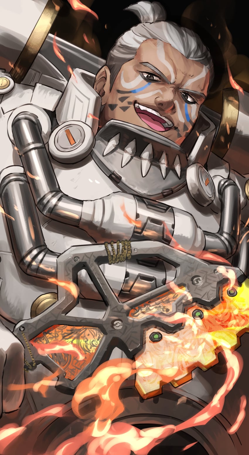 gibraltar and millennium tusk gibraltar (apex legends) drawn by nemoto_yuuma