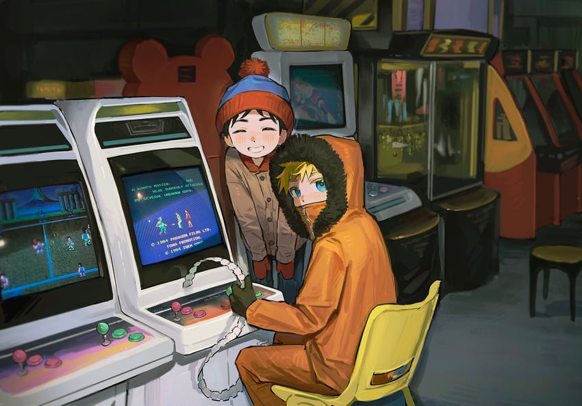 stan marsh and kenny mccormick (south park) drawn by chun_baii