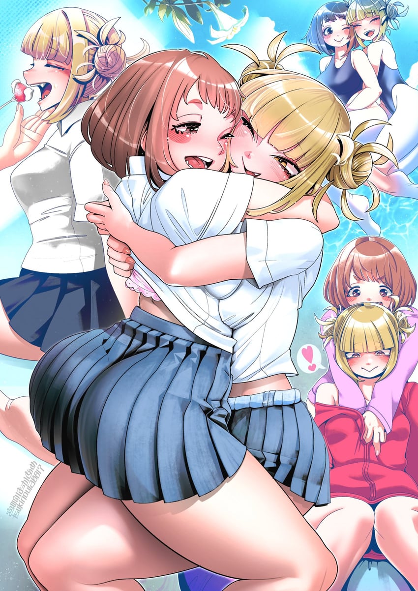 uraraka ochaco and toga himiko (boku no hero academia) drawn by hakkasame
