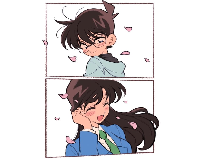 edogawa conan and mouri ran (meitantei conan) drawn by ba_ko