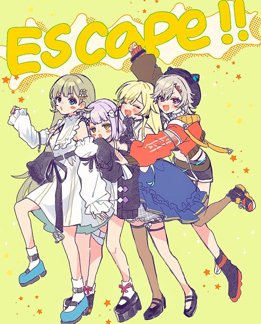 aizawa ema, shinomiya runa, komori met, and hanabusa lisa (vspo!) drawn by odo_ruika