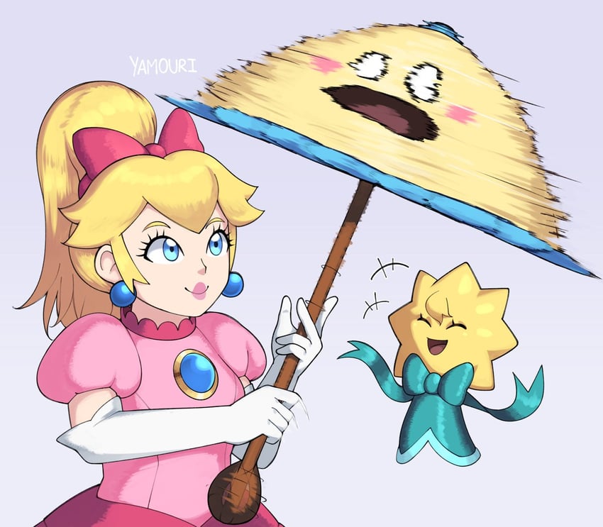 princess peach, stella, and perry (mario and 2 more) drawn by yamouri