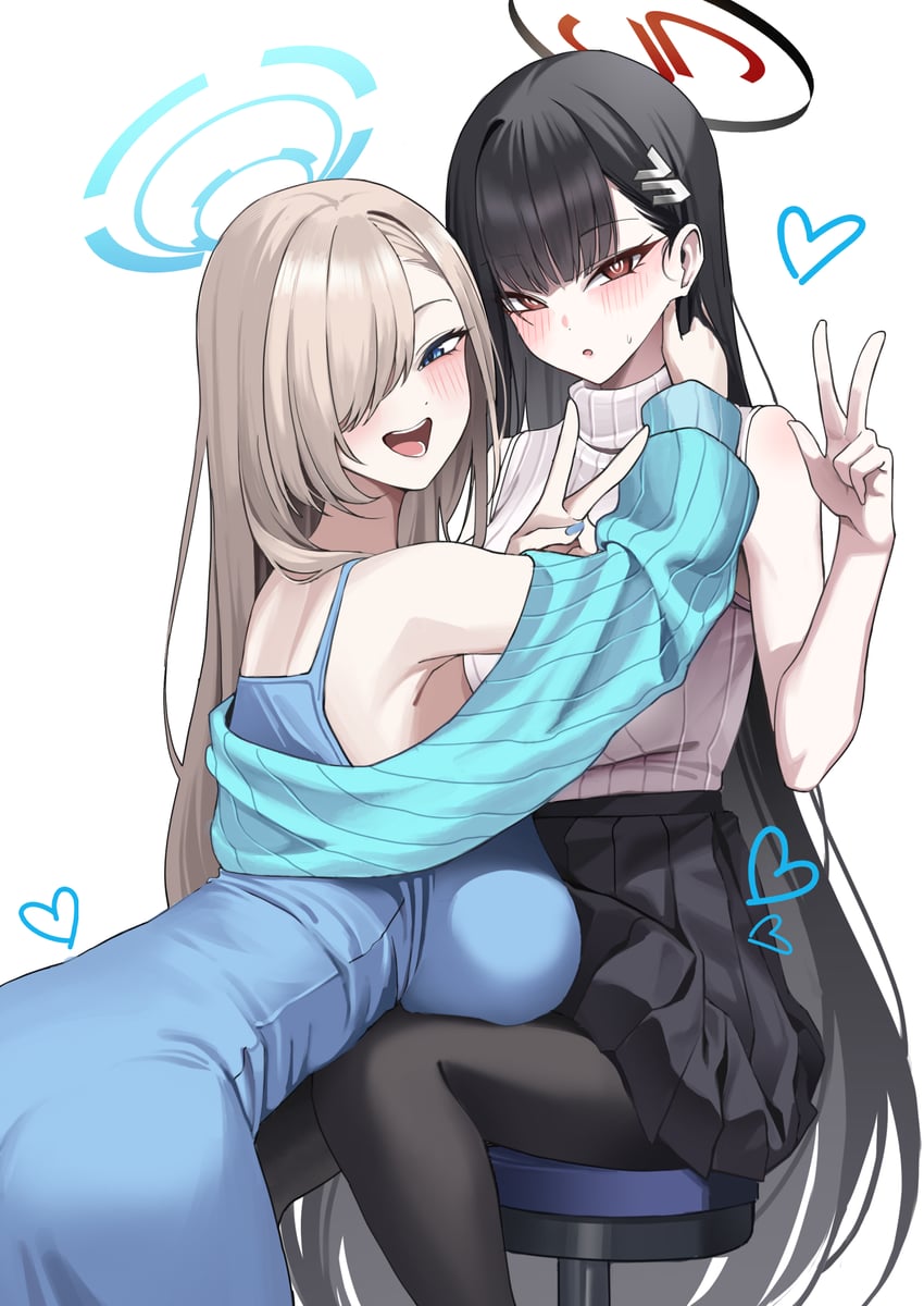 asuna and rio (blue archive) drawn by o-los
