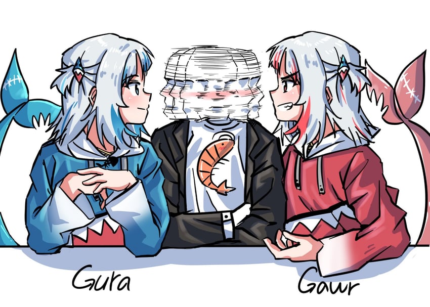 gawr gura and ebi-chan (hololive and 3 more) drawn by hya0128