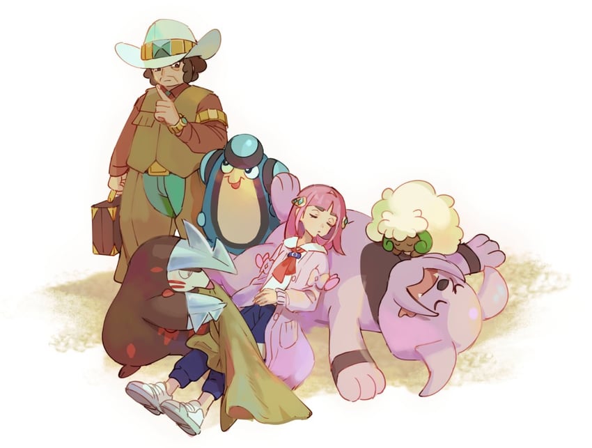 lacey, whimsicott, excadrill, granbull, clay, and 1 more (pokemon and 2 more) drawn by huan_li