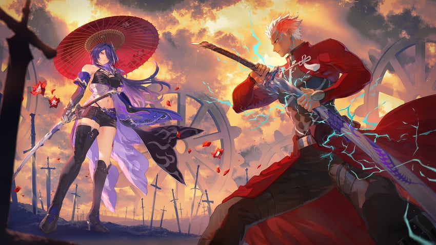 archer and acheron (fate and 3 more) drawn by mashutarou_(neko_no_oyashiro)
