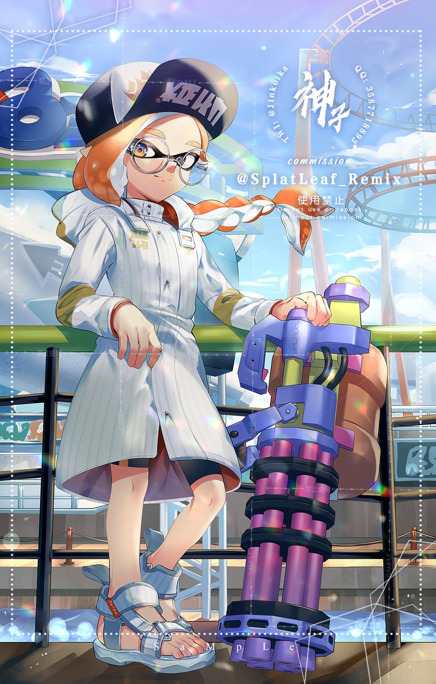 inkling player character and inkling girl (splatoon) drawn by jinkoika