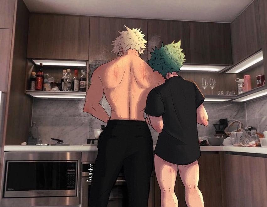 midoriya izuku and bakugou katsuki (boku no hero academia) drawn by vennh2