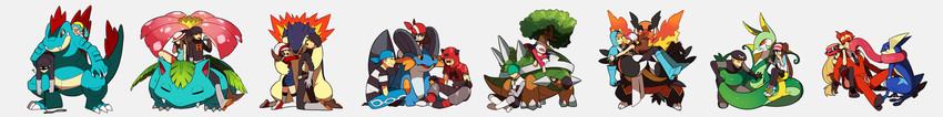 dawn, may, rosa, hilda, serena, and 11 more (pokemon and 10 more) drawn by li_sakura
