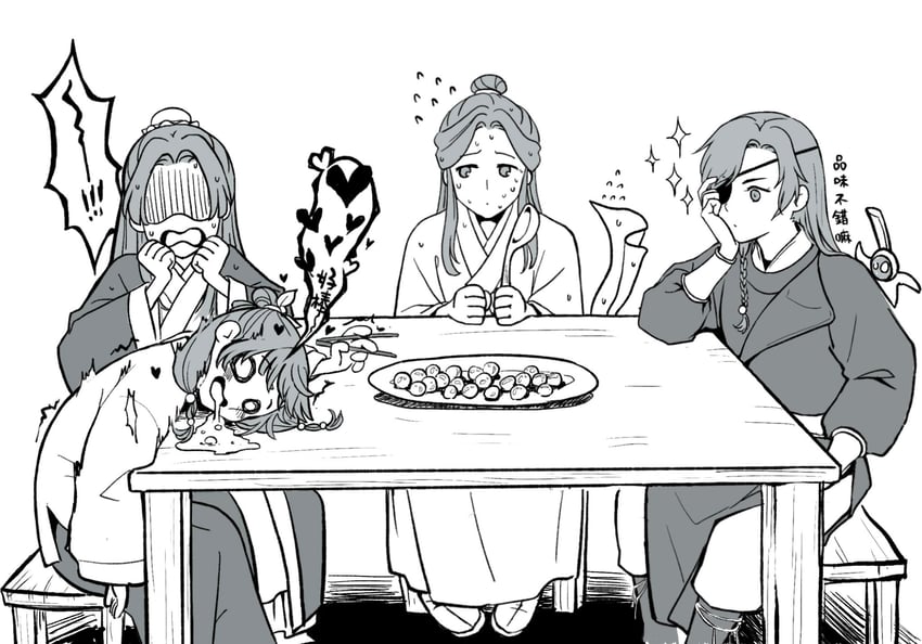 maomao, xie lian, hua cheng, and jinshi (tianguan cifu and 1 more) drawn by lu_si_lu_ue