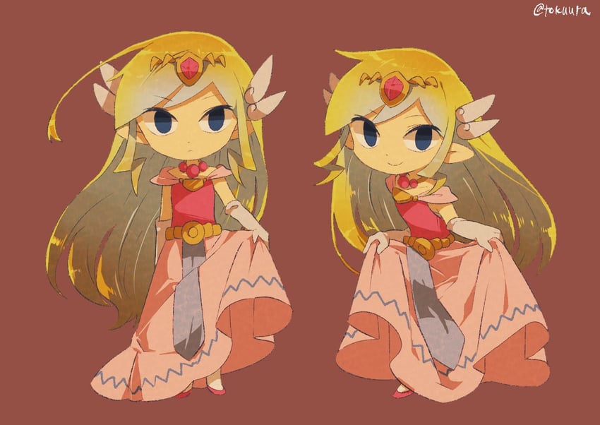 princess zelda and toon zelda (the legend of zelda and 2 more) drawn by tokuura