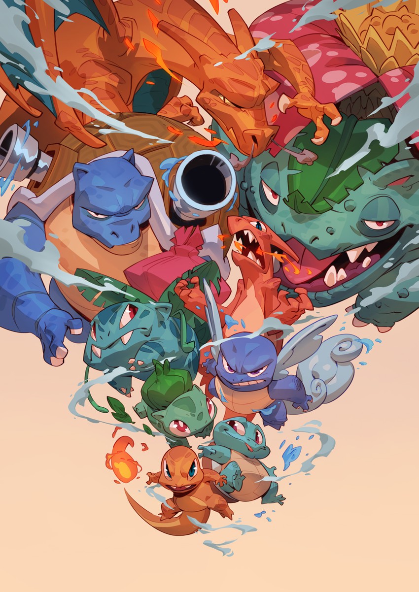charizard, bulbasaur, squirtle, charmander, ivysaur, and 4 more (pokemon) drawn by max_grecke