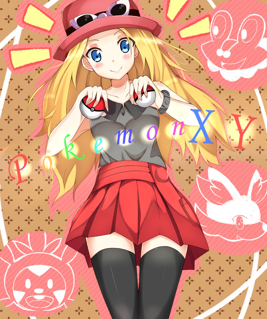 serena, fennekin, chespin, and froakie (pokemon and 1 more) drawn by hobii_(lebataka08)