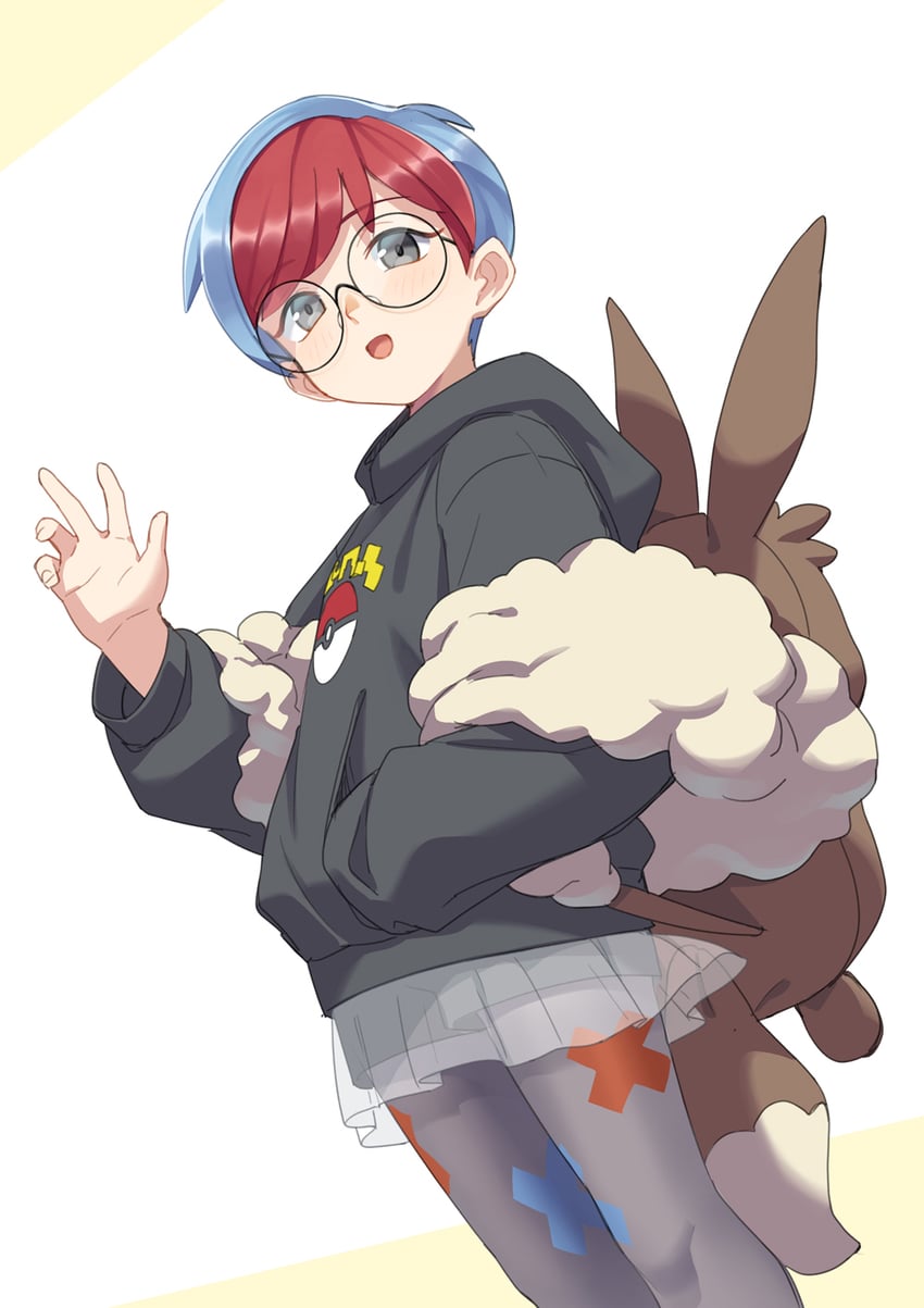 eevee and penny (pokemon and 1 more) drawn by tyuga