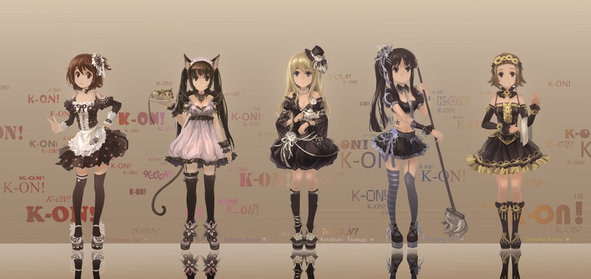 akiyama mio, nakano azusa, hirasawa yui, tainaka ritsu, and kotobuki tsumugi (k-on!) drawn by huazha01
