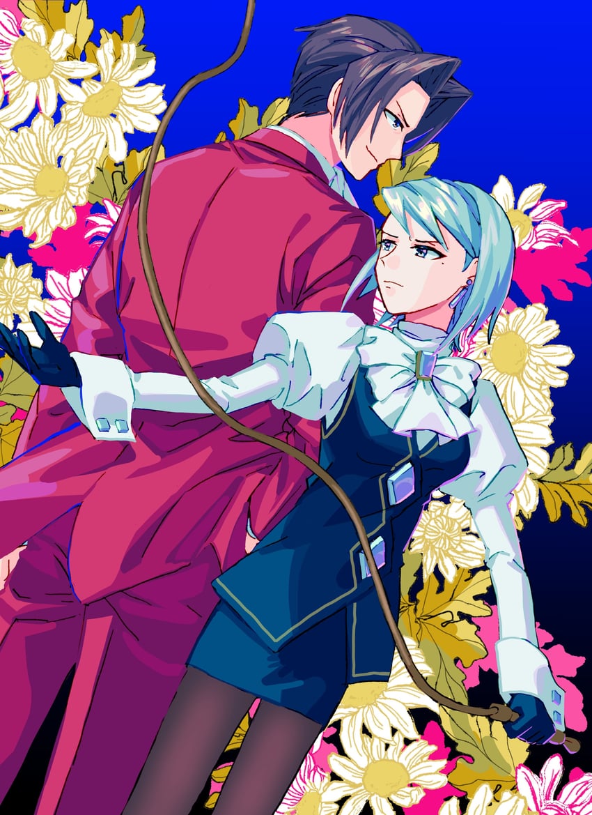 miles edgeworth and franziska von karma (ace attorney) drawn by oshaberi_usagi