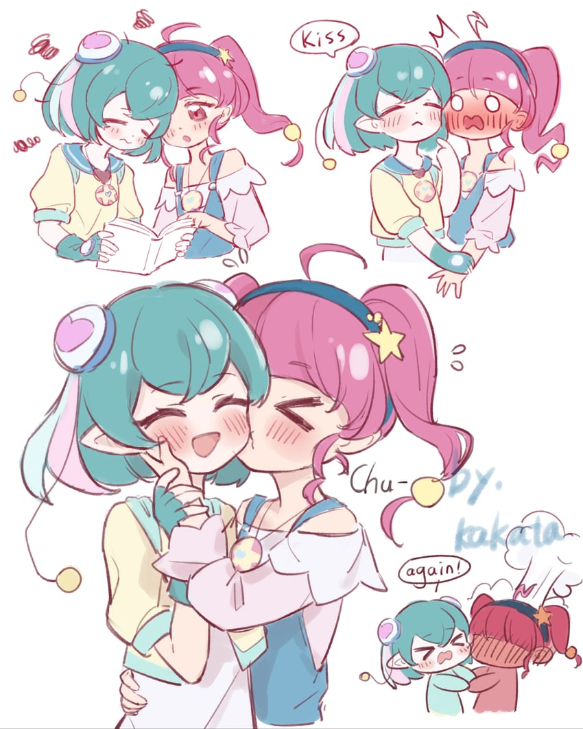 hagoromo lala and hoshina hikaru (precure and 1 more) drawn by kakata
