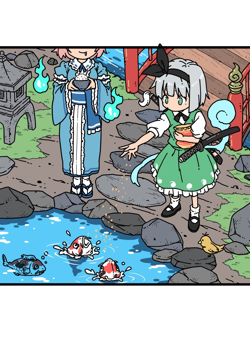 konpaku youmu and saigyouji yuyuko (touhou) drawn by inuno_rakugaki