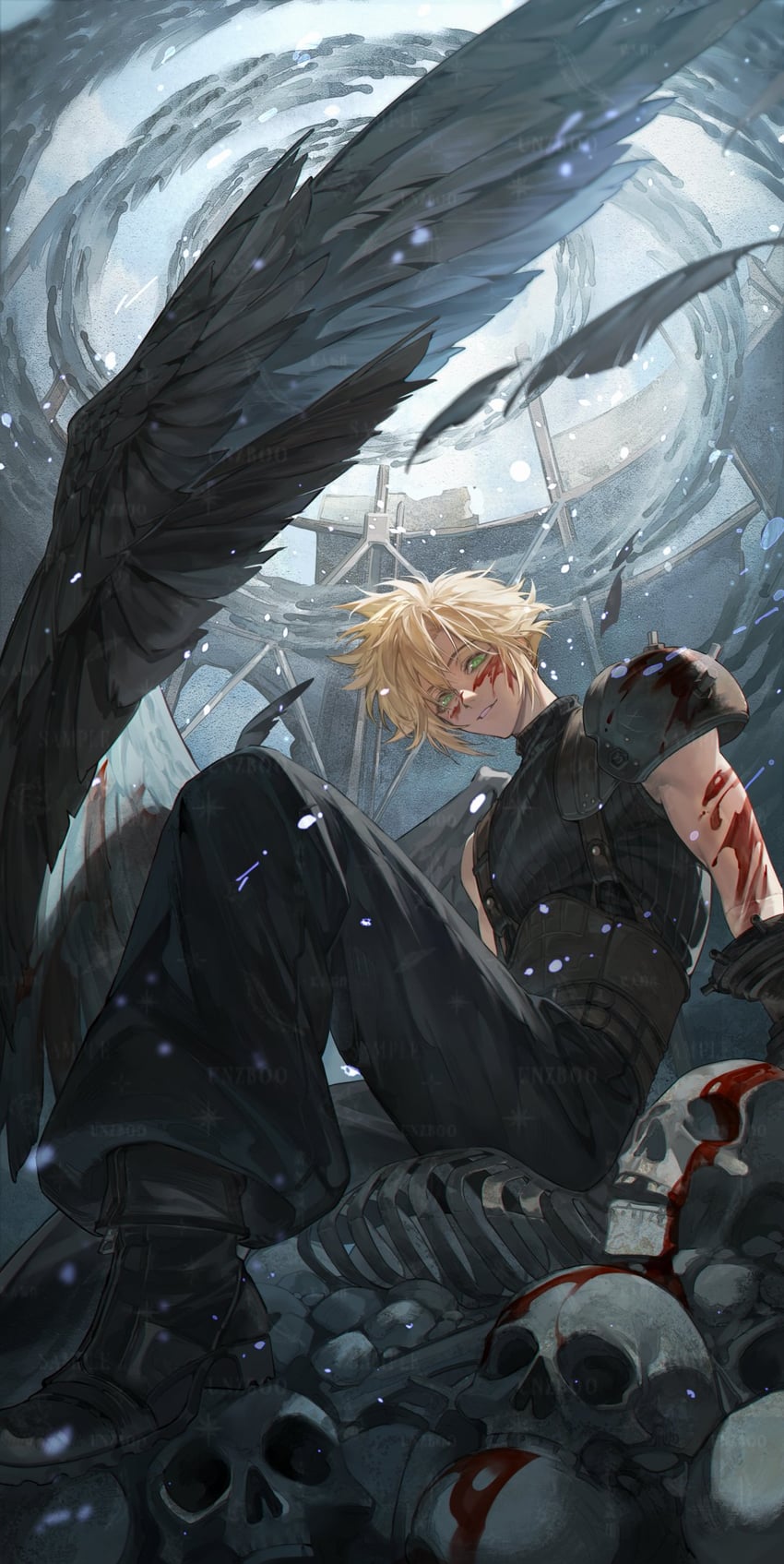 cloud strife (final fantasy and 2 more) drawn by jingsang_w