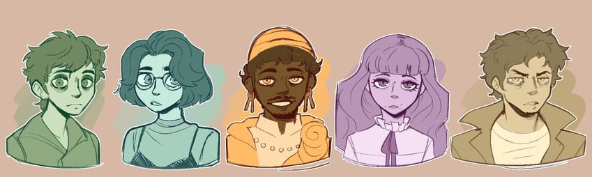 marina, levi, olivia, marcoh, and o'saa (fear & hunger and 1 more) drawn by welwraith