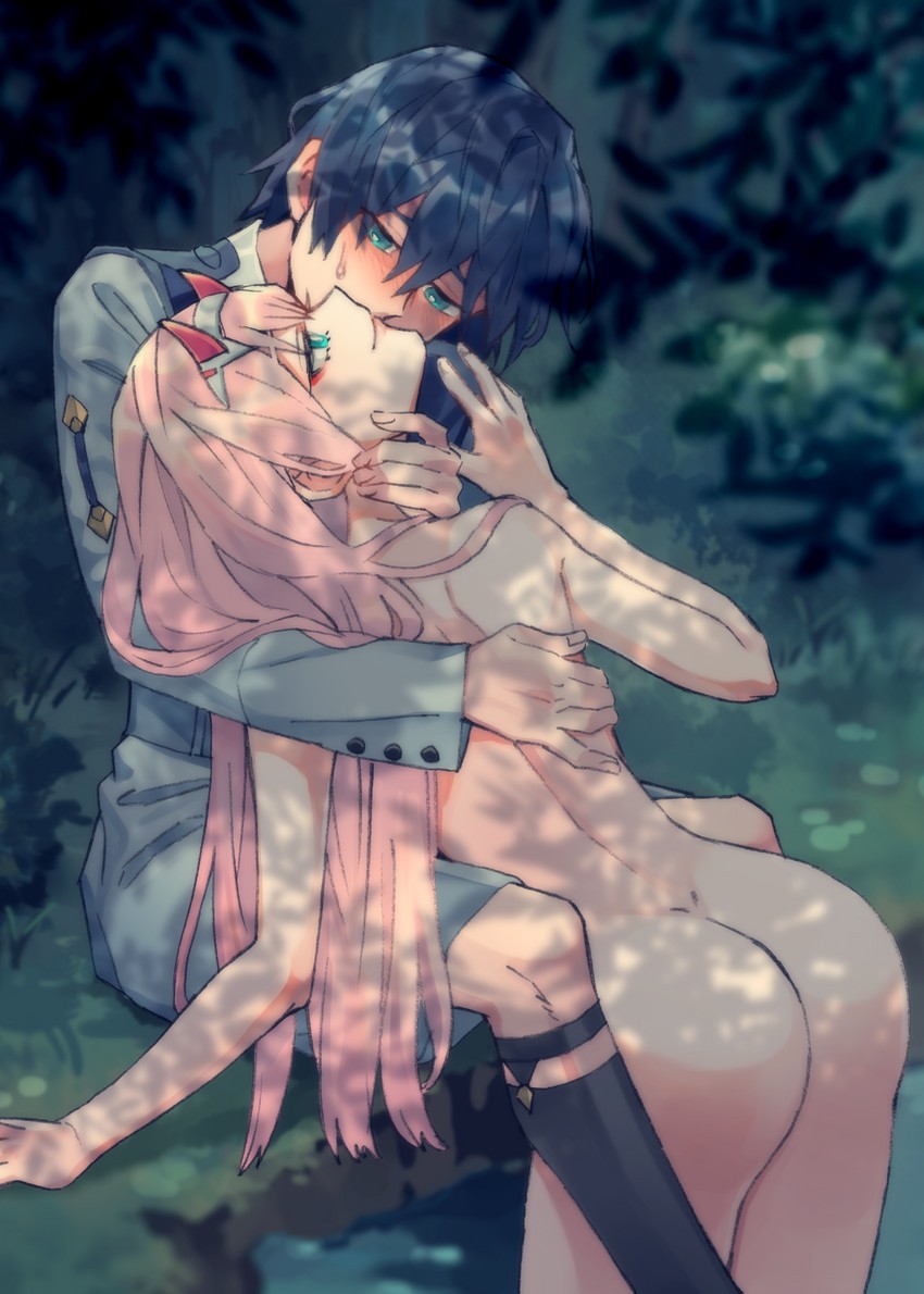 zero two and hiro (darling in the franxx) drawn by shigemitsu_jun