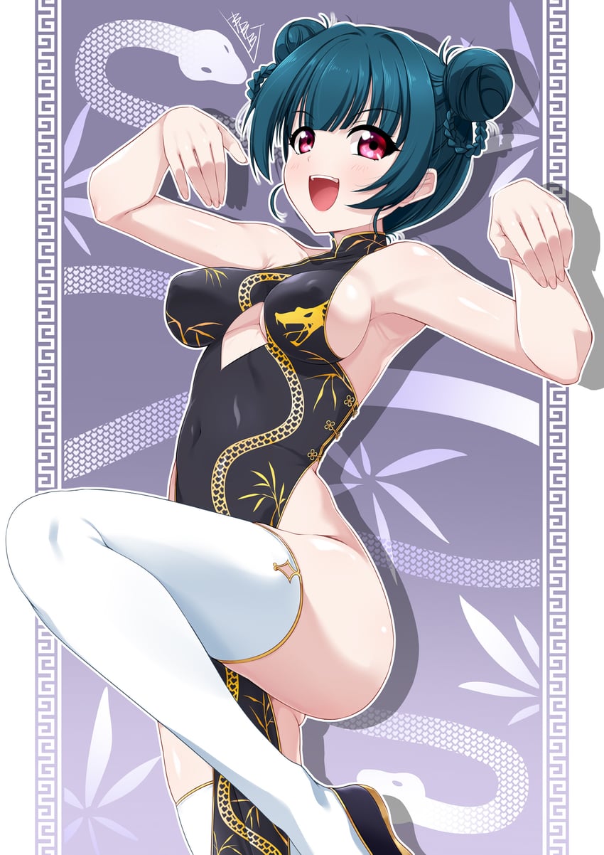 tsushima yoshiko (love live! and 1 more) drawn by bunji