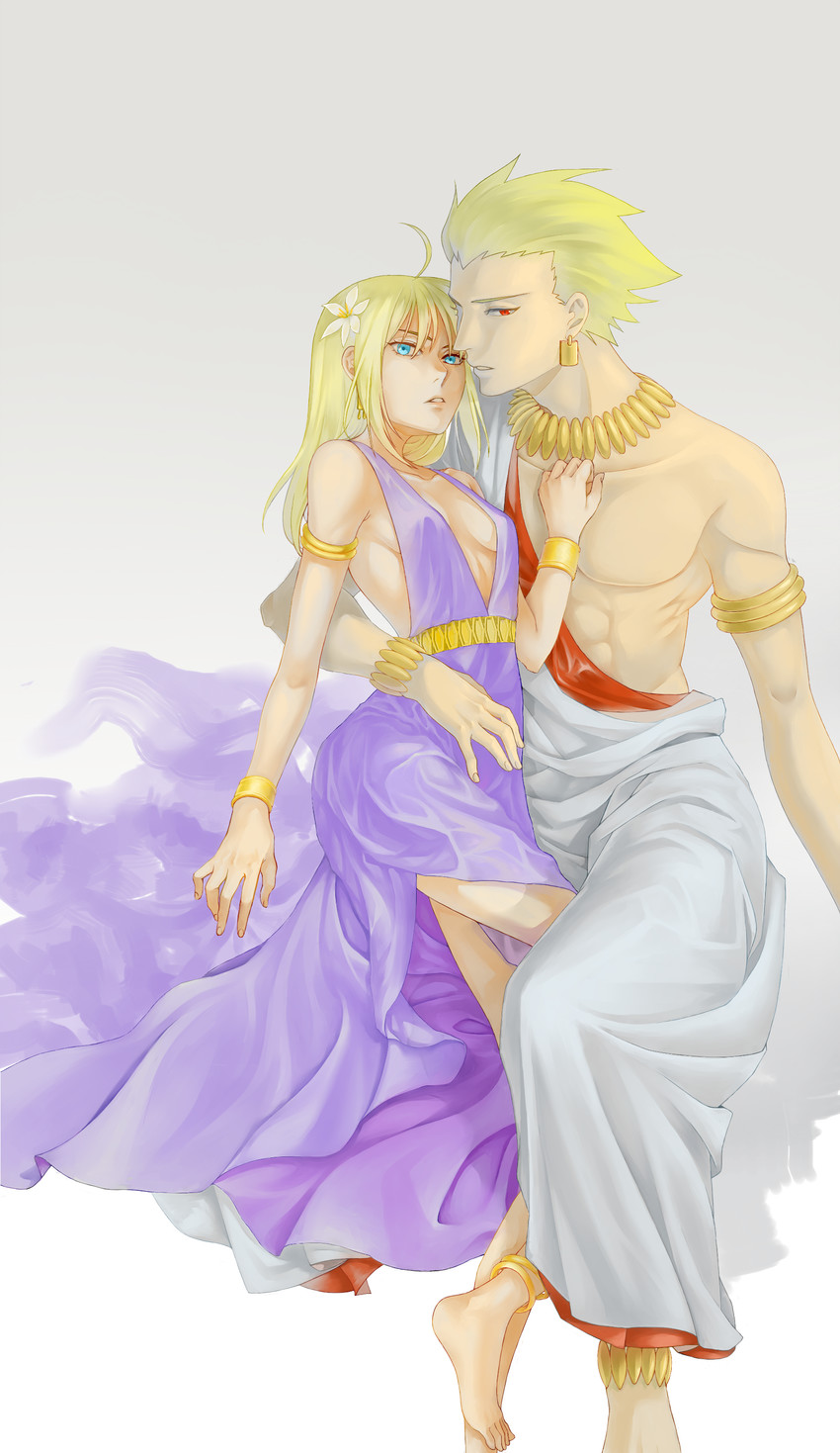 artoria pendragon, saber, and gilgamesh (fate and 1 more) drawn by yu_(jhyu0418)