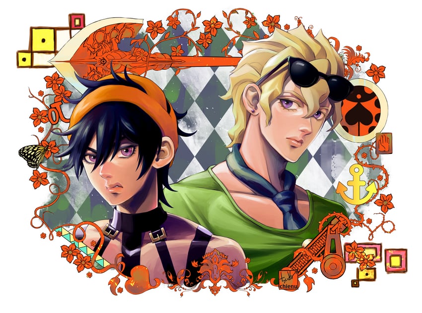 narancia ghirga and pannacotta fugo (jojo no kimyou na bouken and 1 more) drawn by chienu