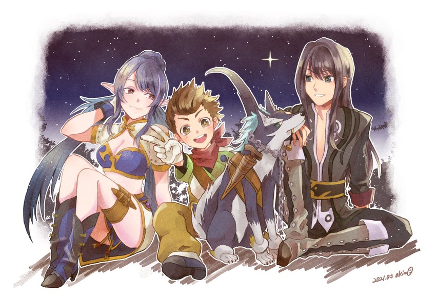 yuri lowell, judith, repede, and karol capel (tales of and 1 more) drawn by akimo_(cb21)