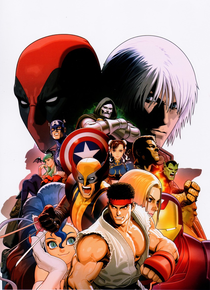 chun-li, morrigan aensland, ryu, dante, felicia, and 12 more (street fighter and 13 more) drawn by mori_toshiaki
