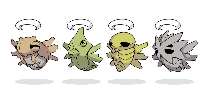 shedinja, metapod, kakuna, and pupitar (pokemon) drawn by fukidashi_cotton