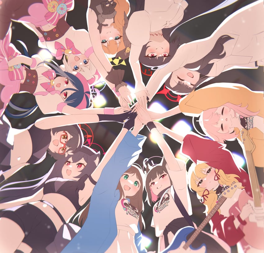 mari, serika, ichika, tsurugi, fubuki, and 6 more (blue archive) drawn by azisai