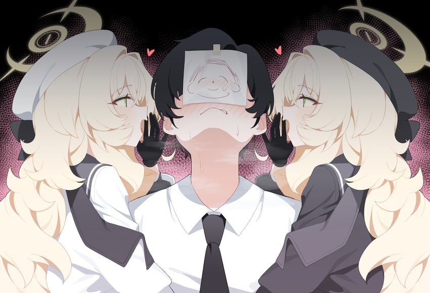 sensei, doodle sensei, and professor niyaniya (blue archive) drawn by honi_(honi1010)