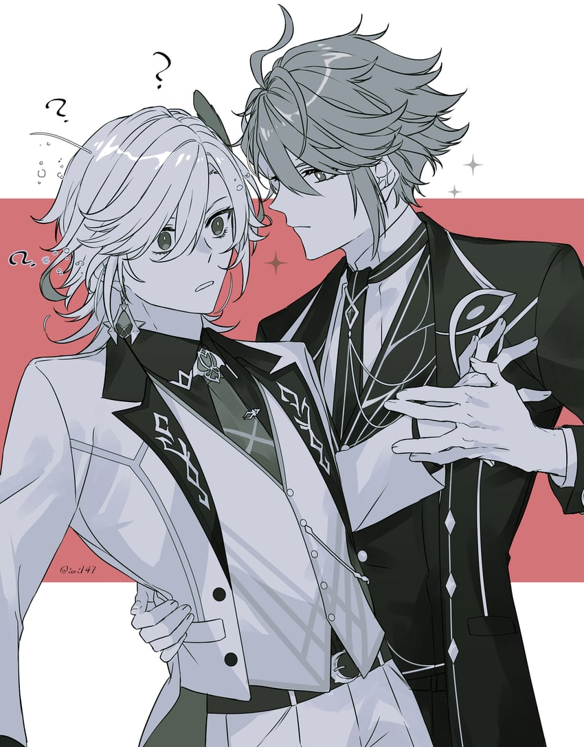 alhaitham and kaveh (genshin impact and 1 more) drawn by iori147