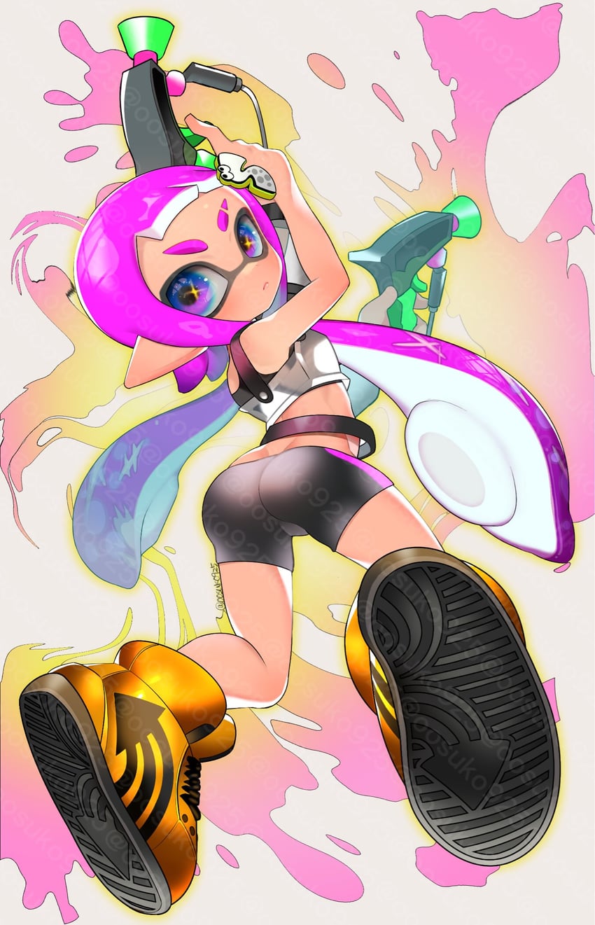 inkling player character and inkling girl (splatoon) drawn by naoki_(oosuko)