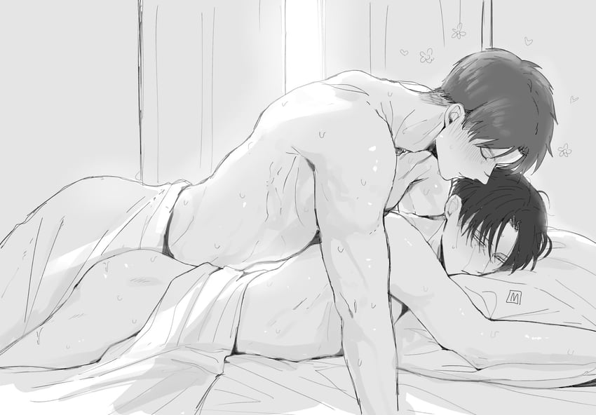eren yeager and levi (shingeki no kyojin) drawn by m_machiyo