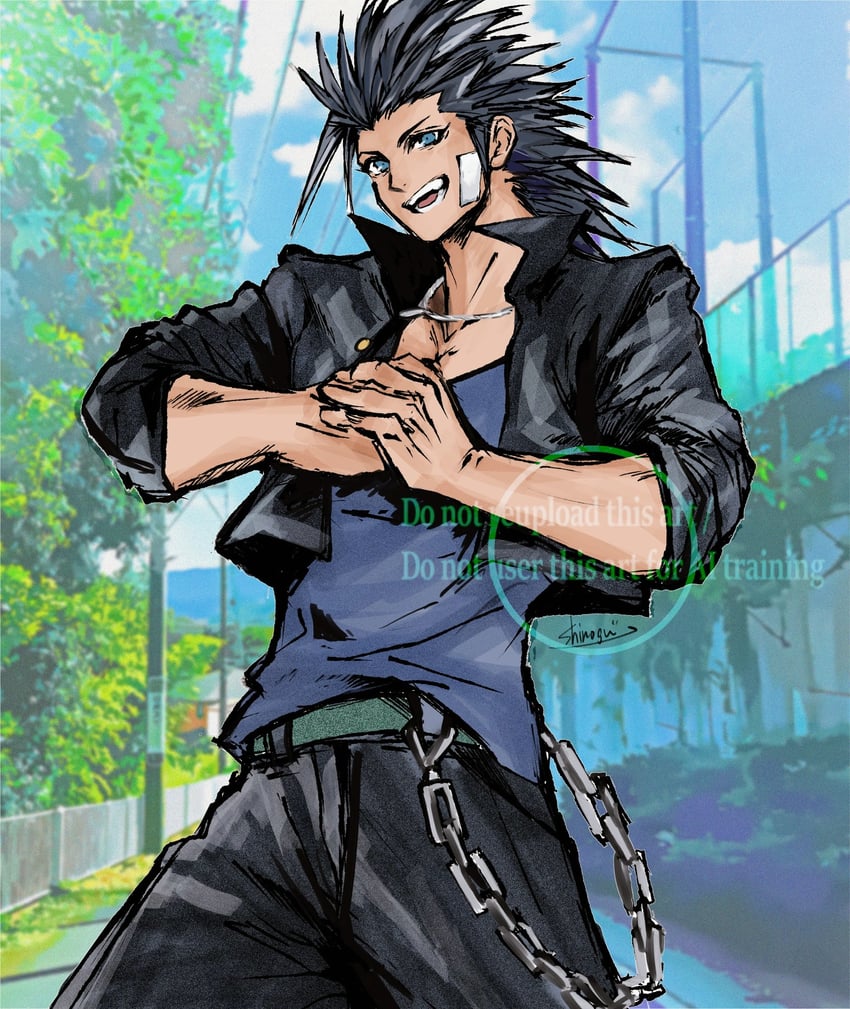 zack fair (final fantasy and 2 more) drawn by shinogu_r