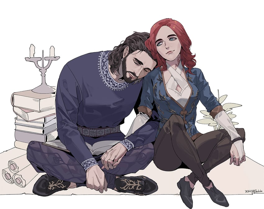 tav and gale (dungeons & dragons and 2 more) drawn by byuub
