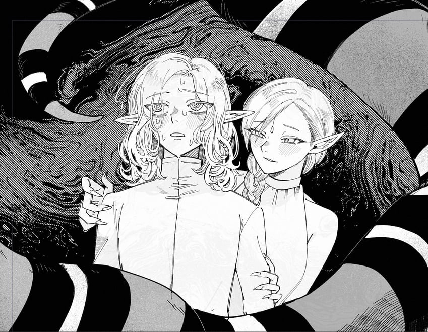 mithrun and braided ponytail lamia (dungeon meshi) drawn by come_(comekami53)