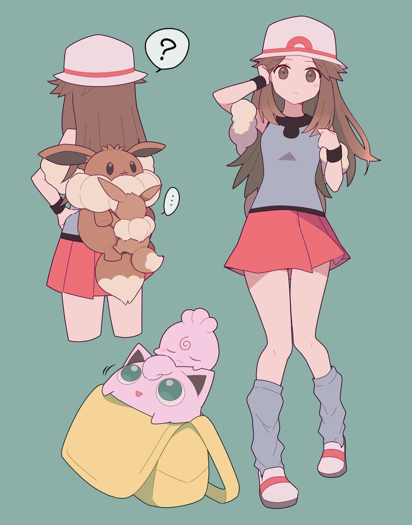 eevee, leaf, jigglypuff, and igglybuff (pokemon and 1 more) drawn by 343rone