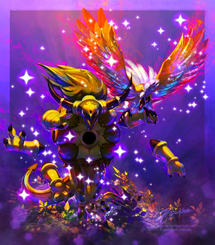 ho-oh, hoopa, and smoochum (pokemon) drawn by ja-punkster