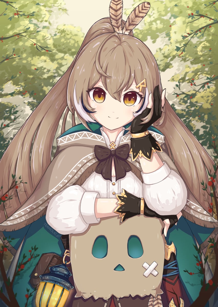 nanashi mumei and friend (hololive and 1 more) drawn by teaholic