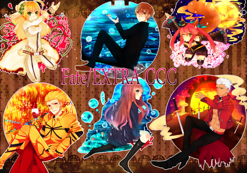 tamamo, gilgamesh, tamamo no mae, nero claudius, kishinami hakuno, and 1 more (fate and 2 more) drawn by ichiru10