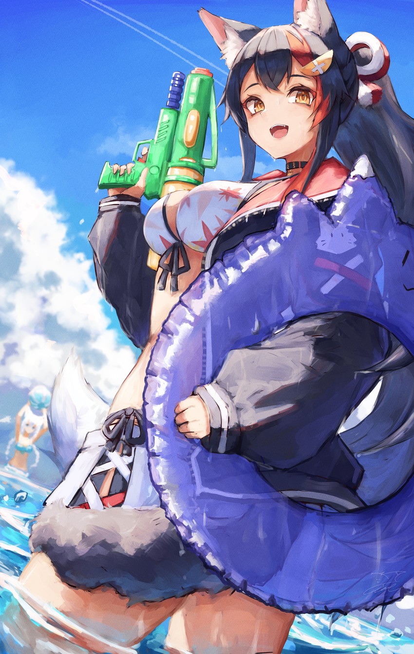 shirakami fubuki and ookami mio (hololive) drawn by inre_kemomimi