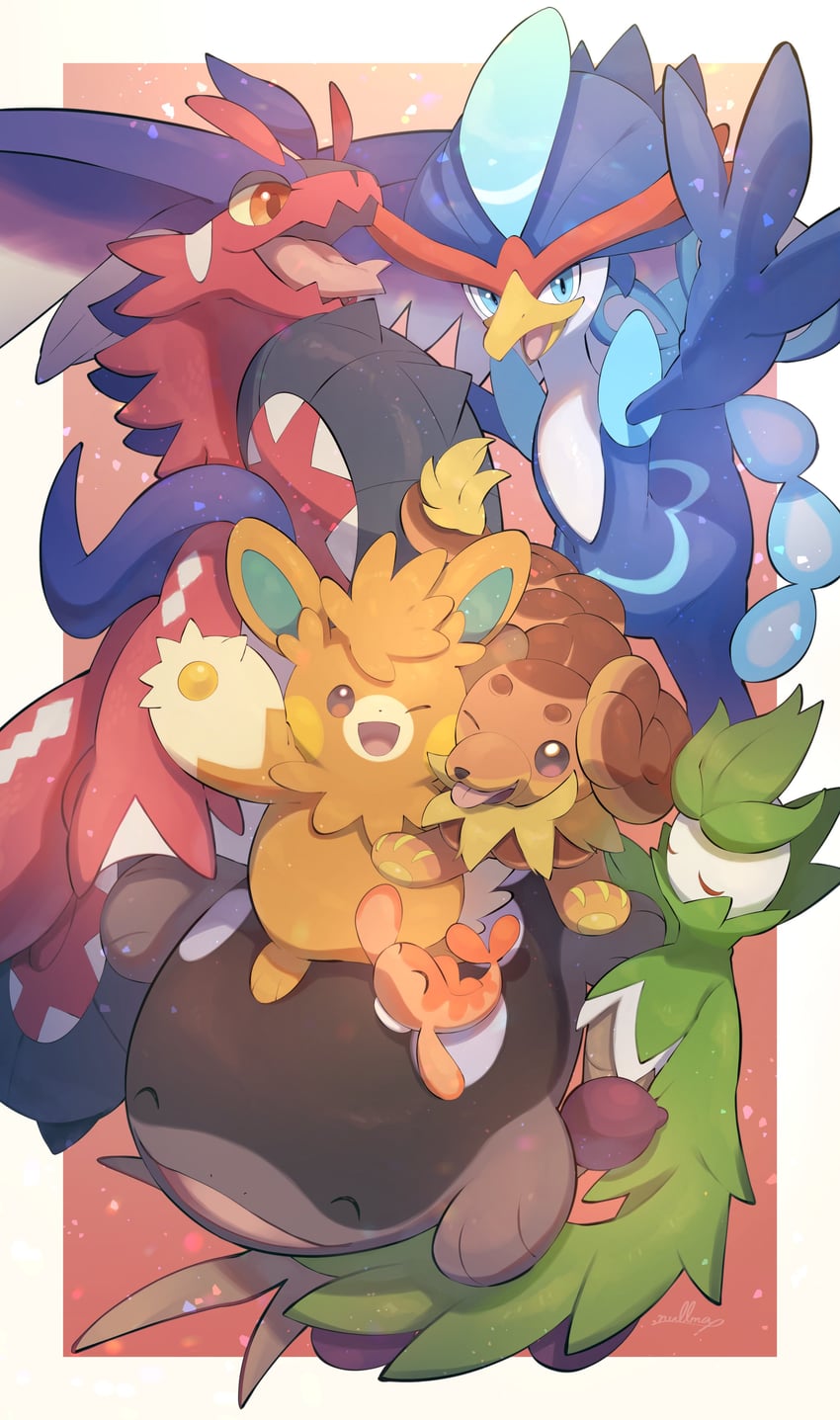 clodsire, koraidon, tatsugiri, pawmot, quaquaval, and 2 more (pokemon) drawn by nullma