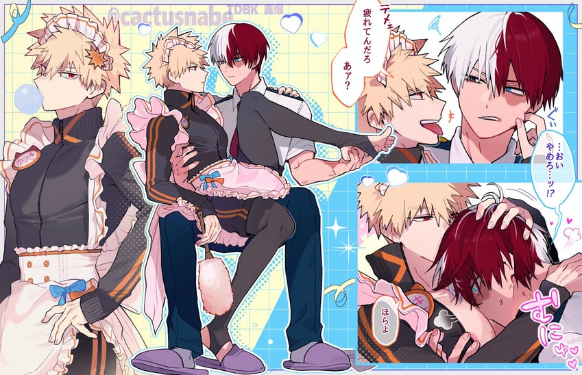bakugou katsuki and todoroki shoto (boku no hero academia) drawn by cactusnabe